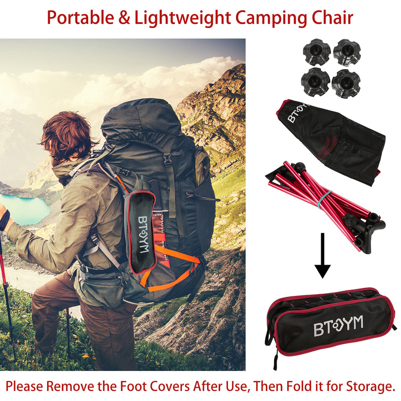 Folding Camping Chair Ultralight Backpacking Chair with Anti-Sinking Wide Feet Portable Heavy Duty Outdoor Camp Chairs