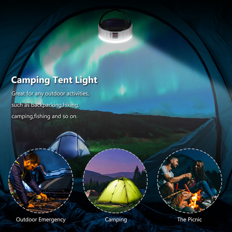 BTOYM LED Camping Lantern Rechargeable Solar USB Power Bank Outdoor Portable Tent Light 3000mAh Remote Control Waterproof 3 Light Modes Survival Lamp for Emergency Hurricane