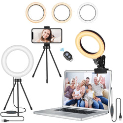 BTOYM Video Conference Lighting 6.3'' Ring Light for Laptop Computer with Clamp Mount Desk Tripod Stand LED Selfie Lights Remote Working for Zoom Meeting Video Recording Live Stream Makeup TikTok